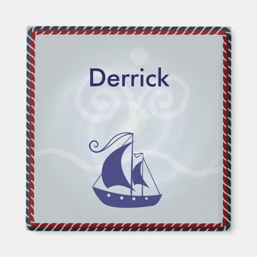 ロープ枠付き帆船カスタマイズ マグネット (正面)