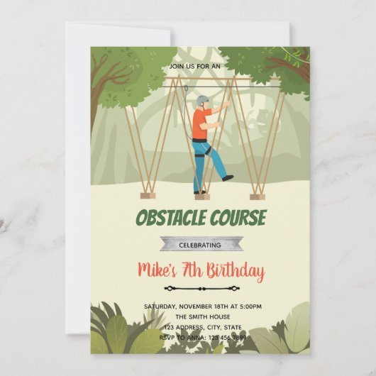 ロープ歩く障害物コースの案内 サンキューカード (正面)