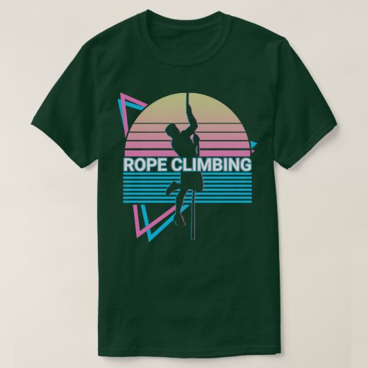 ロープ登山ロープ登りレトロ Tシャツ (デザイン正面)