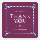 ロープ航海のありがとうワインレッド スクエアシール (正面)