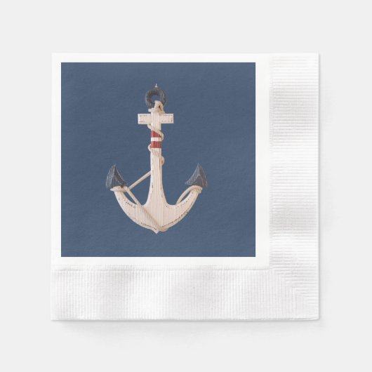 ロープ航海のいかり 縁ありカクテルナプキン (正面)