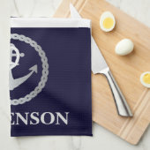 ロープ航海のといかりのファミリーネームセーリング キッチンタオル (四つ折り)