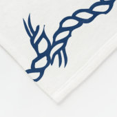 ロープ航海の波ネイビー青模様 フリースブランケット (角)