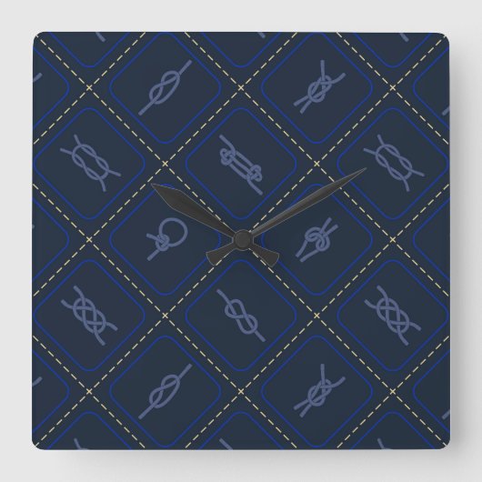 ロープ航海の結び目パターン スクエア壁時計 (正面)