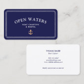 ロープ航海の金ゴールドボートいかりネイビー名刺 名刺 (正面/裏面)