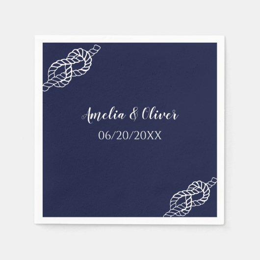 ロープ 結婚式 ネイビー ウェディング スタンダードカクテルナプキン (正面)