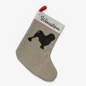 ローヘンドッグシルエットホリパーソナライズされたデイ スモールクリスマスストッキング (正面 (吊り時))