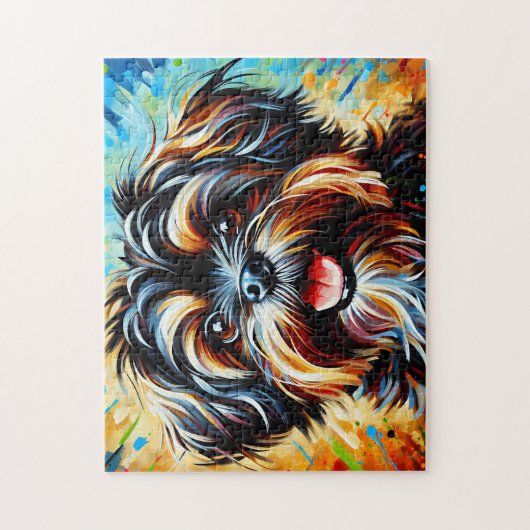 ローヘンドッグポートレートアクリルアートプリントドッグ恋人 ジグソーパズル (縦)