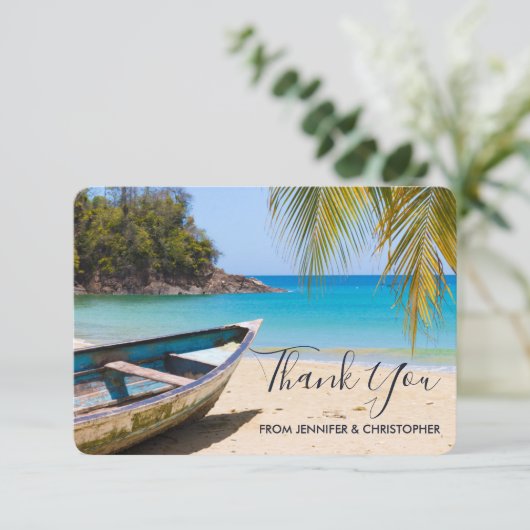 ローボートズの美しい熱帯結婚ビーチ サンキューカード (スタンド正面)