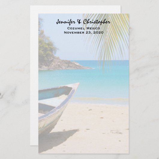 ローボートズの美しい熱帯結婚ビーチ 便箋 (正面/裏面)