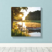 ローボートモーテッド湖 キャンバスプリント (インサイチュ (ウッドフロア))