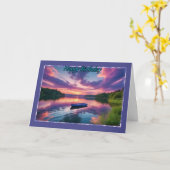 ローボート上の静かな湖の女性の誕生日カード カード (黄色い花)