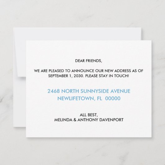 ローボートWer's Moving青いアナウンスカード 案内状 (裏面)