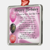 ローポエムの妹 – ハッピーバースデーデザイン メタルオーナメント (左)