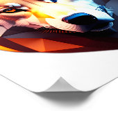 ローポリウルフ顔デザインポスター ポスター (角)