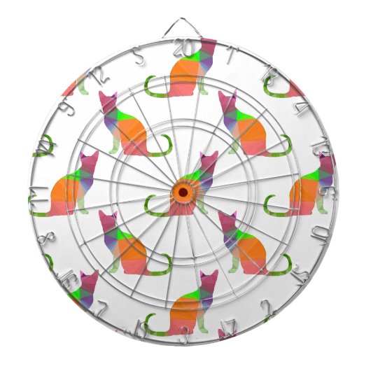 ローポリキャットシルエットパターン ダーツボード (正面)