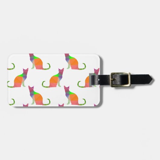 ローポリキャットシルエットパターン ラゲッジタグ (正面横)