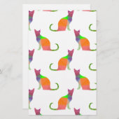 ローポリキャットシルエットパターン 便箋 (正面/裏面)