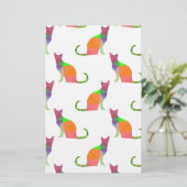 ローポリキャットシルエットパターン 便箋 (スタンド正面)