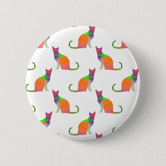 ローポリキャットシルエットパターン 缶バッジ (正面)