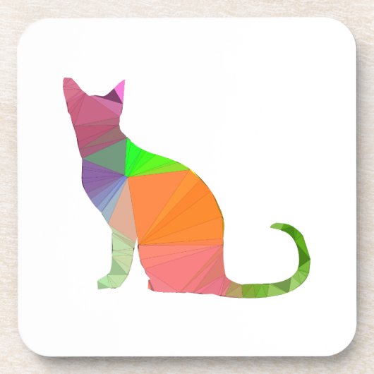 ローポリキャットシルエット コースター (正面)