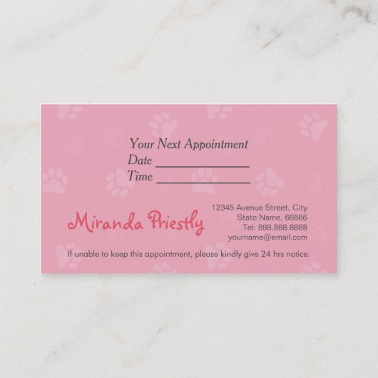 ローポリドッグペットケアグルーミング食品美しいサロン 予約カード (裏面)