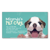 ローポリ犬ペットケアグルーミング入浴食品サロン マグネット名刺 (正面)
