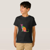 ローポリ猫のシルエット Tシャツ (正面フル)