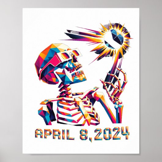ローポリ皆既食2024年4月8日スケルトン ポスター (正面)