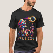 ローポリ皆既食2024年4月8日スケルトン Tシャツ (正面)