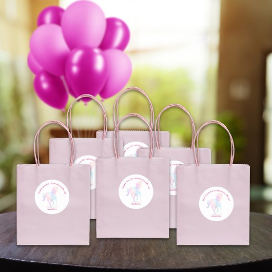 ローポリ虹の馬ありがとう ラウンドシール