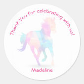 ローポリ虹の馬ありがとう ラウンドシール (正面)
