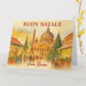 ローマからのクリスマスお祝い Buon Natale カード (黄色い花)