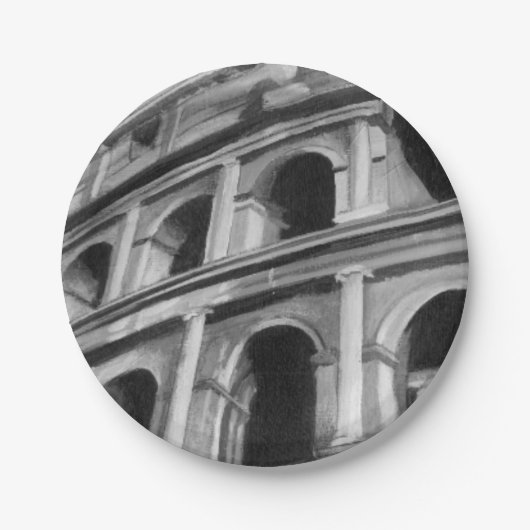 ローマのコロシアムと建築スケッチ ペーパープレート (正面)