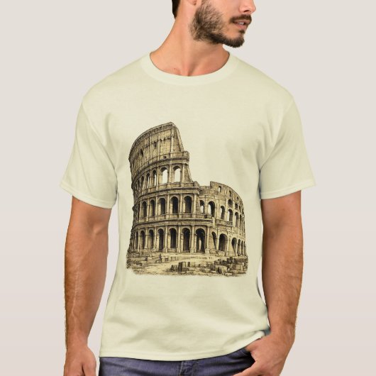 ローマのコロッセオの古風な彫刻 Tシャツ (正面)