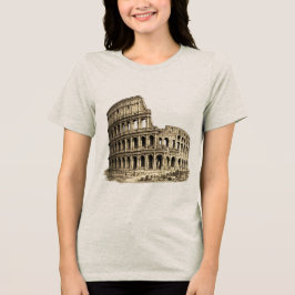 ローマのコロッセオの古風な版画 トライブレンドTシャツ