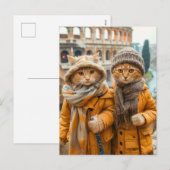 ローマのコロッセオを訪れる猫たち シーズンポストカード (正面/裏面)