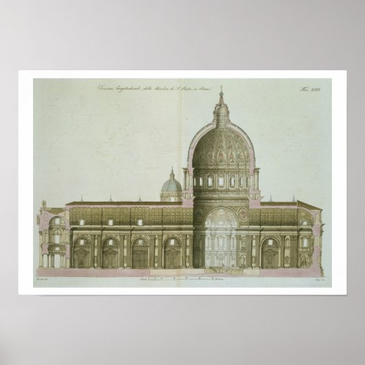 ローマのセント・ペテロの縦断面 ポスター (正面)