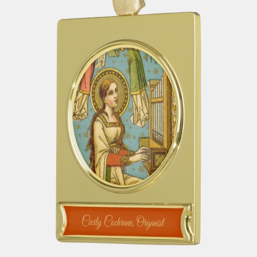 ローマのネオ・ゴシック様式の聖セシリア(詳細; BNG 02) ゴールドプレートバナーオーナメント (左)