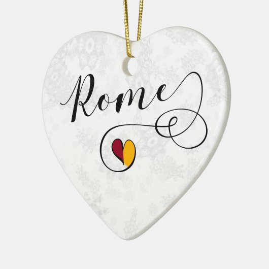 ローマのハート、クリスマスツリーのオーナメント、イタリア セラミックオーナメント (左)