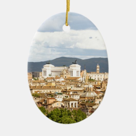 ローマのパノラマ 夏の日の景色 セラミックオーナメント (正面)