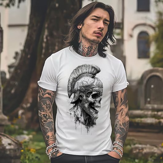 ローマのヘルメットのスケルトン Tシャツ