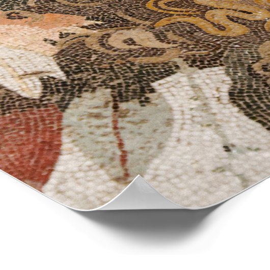 ローマのモザイク、マスク、葉フルーツ ポスター (角)