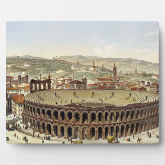 ローマの円形劇場のビュー、ヴェローナ、刻まれたb フォトプラーク (正面)