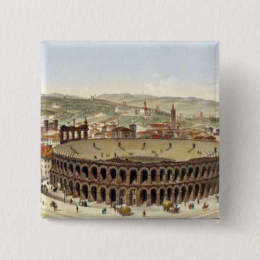 ローマの円形競技場の眺め、ベロナ、刻まれたb 缶バッジ (正面)