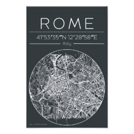 ローマの円形都市地図ポスター ミニマルな都市ポスター フォトプリント