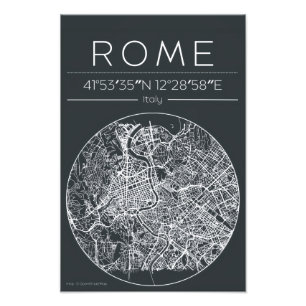 ローマの円形都市地図ポスター ミニマルな都市ポスター フォトプリント