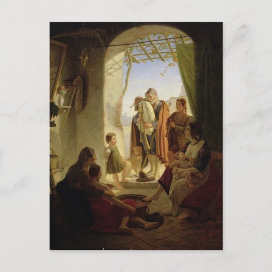 ローマの冬のナポリのバグパイプ選手, 1833 ポストカード (正面)