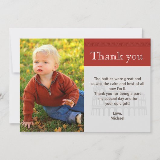 ローマの剣闘士はノートのカスタムな写真の赤感謝していしています サンキューカード (正面)