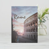 ローマの古代建築物と夕焼けの市街景観 招待状 (スタンド正面)